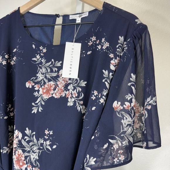 Baltic Born Naomi Short Sleeve Maxi Dress Blue Navy Floral Boho Size 2XL - Picture 9 of 15